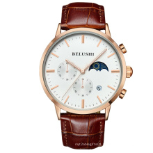 BELUSHI WS526 Men Watches Business Wristwatches Quartz Watch Chronograph Stainless Steel Moon Phase